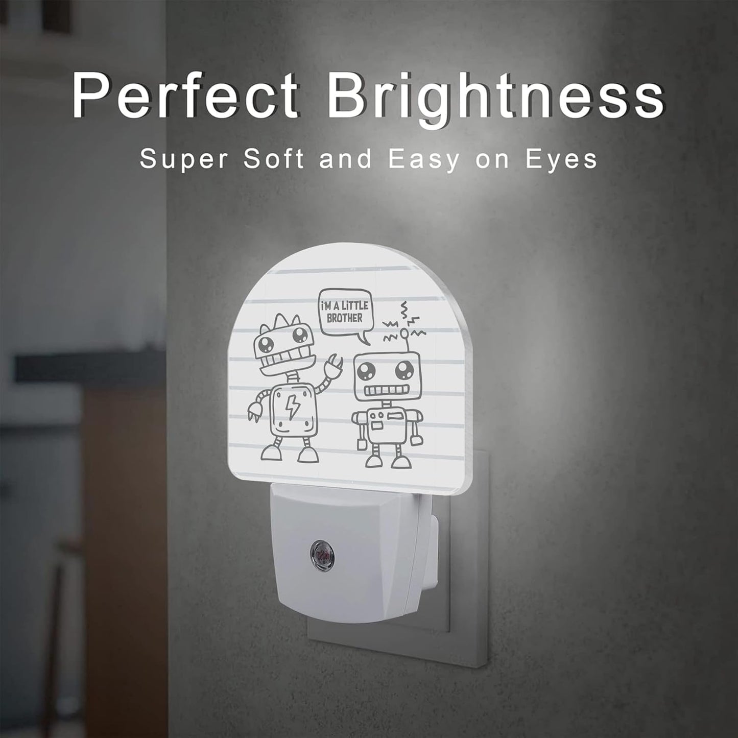 Cartoon Dinosaur Robots Night Light Plug into Wall, Cute Robot Dusk to Dawn Night Light Plug in,0.5w Energy Saving Sleep Friendly NightLight for Kids Boys Girls Home Decor