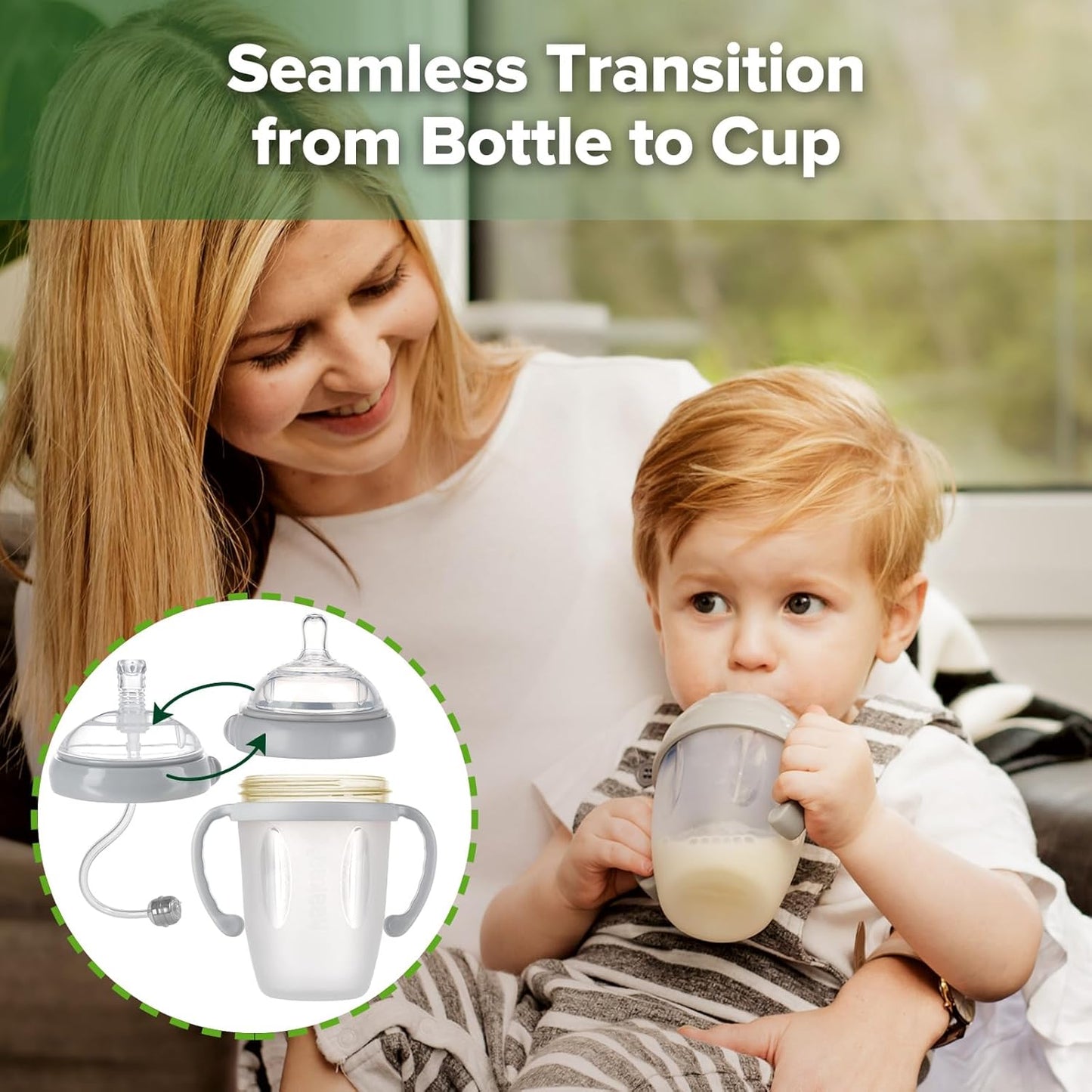 haakaa Weighted Straw Sippy Cup for 6+ Month Old, Silicone Weighted Straw Cup Milk Sippy Cup Baby Water Bottle with Straw Brush (Grey, 8oz./250ml)