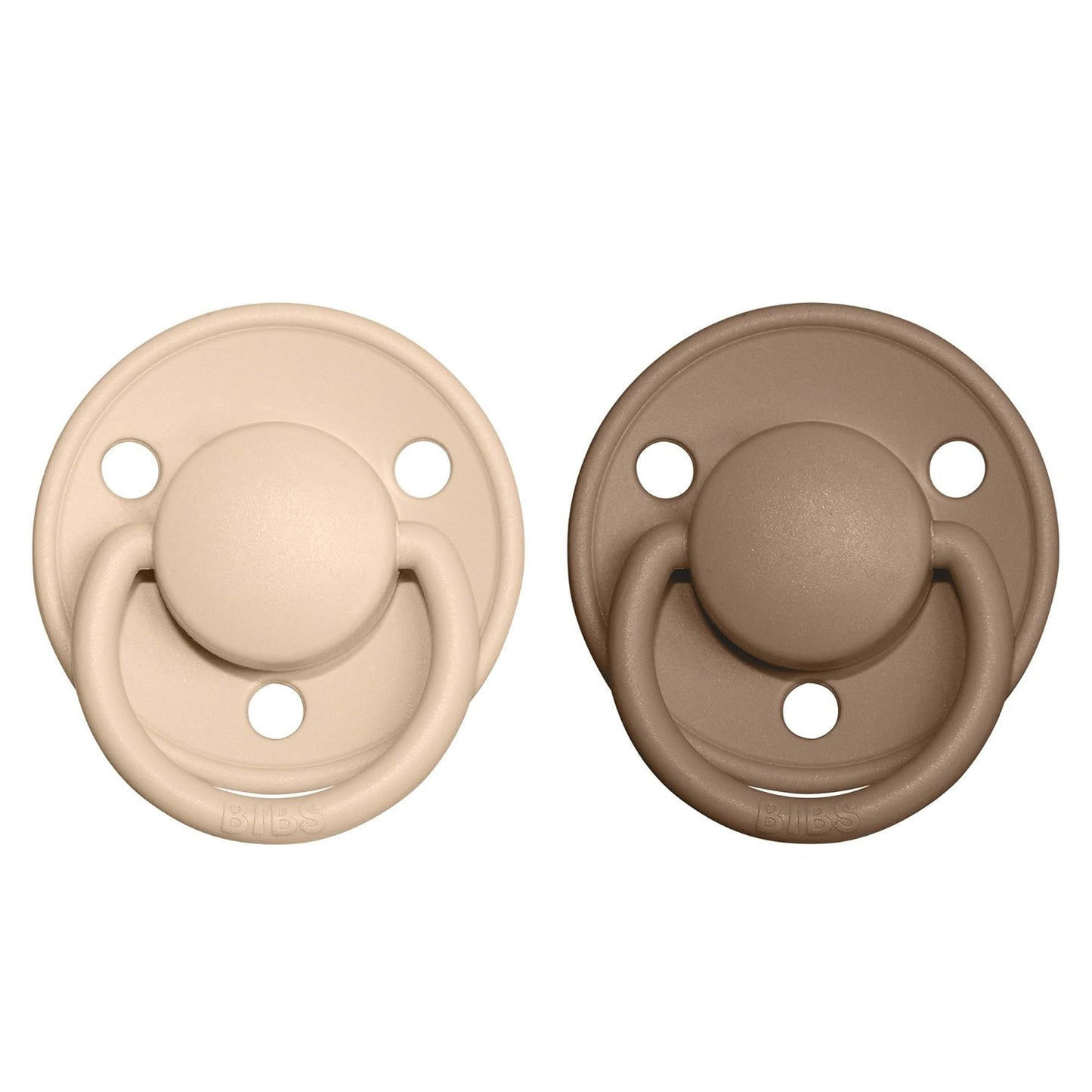BIBS Pacifiers - De Lux Collection | BPA-Free Baby Pacifier | Made in Denmark | Set of 2 Vanilla/Dark Oak Color Premium Soothers | Size One Size