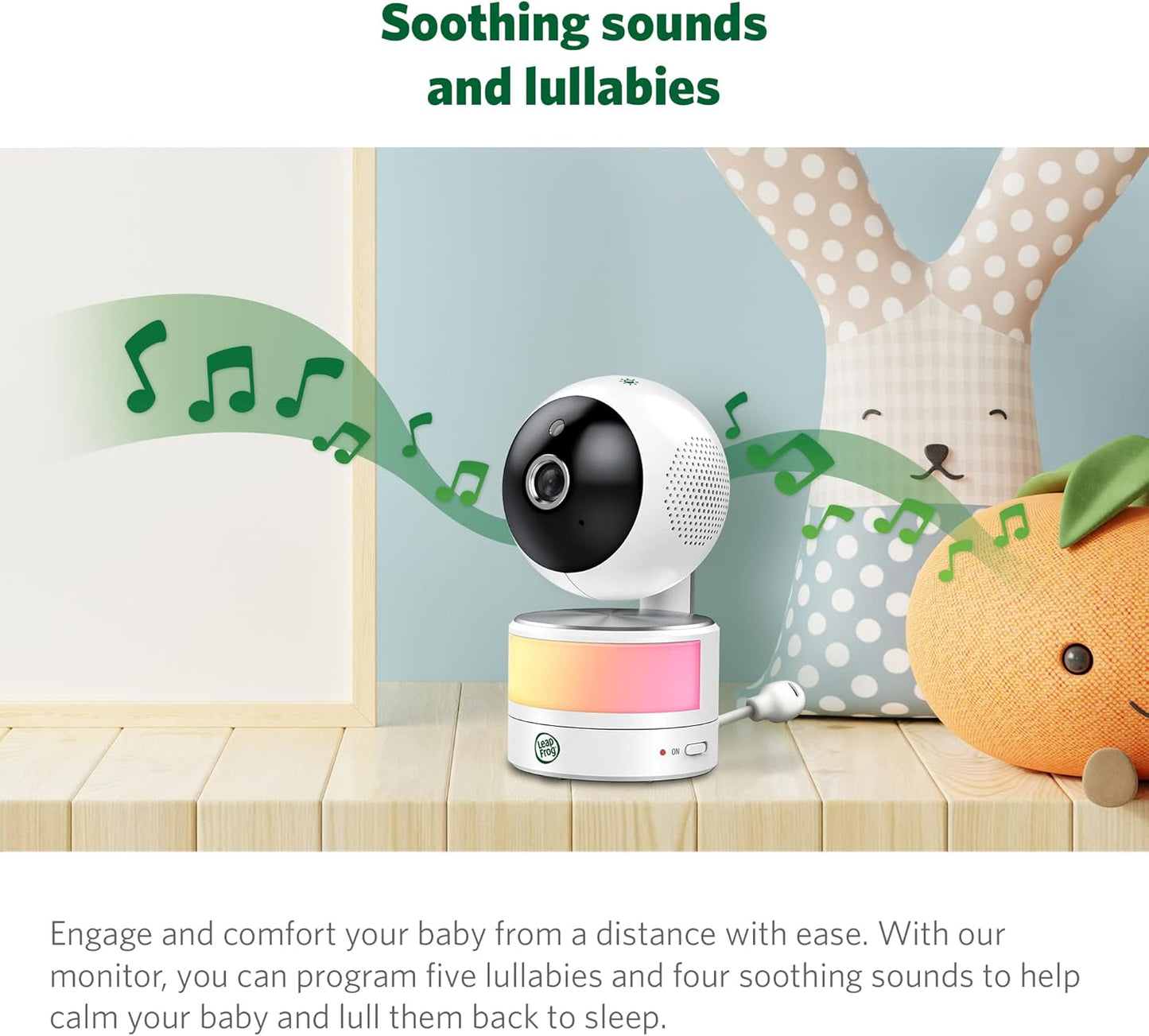 LeapFrog LF915-2HD Baby Monitor, 2 Cameras, 5” 720p Screen, 360° Pan-Tilt-Zoom, Color Night Vision, Night Light, Two-Way Intercom, Secured Transmission No WiFi