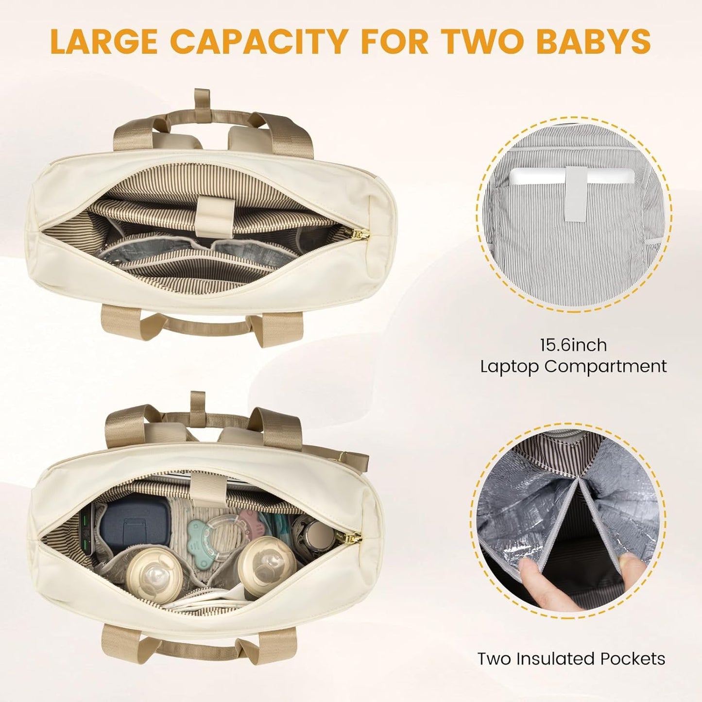 LOVEVOOK Diaper Backpack, Diaper Bag Tote with Insulated Pockets, Baby Bag for Girl Boy with Changing Pad, Large Baby Diaper Bag with Pacifier Case, Anti-Theft Travel Backpack for Women