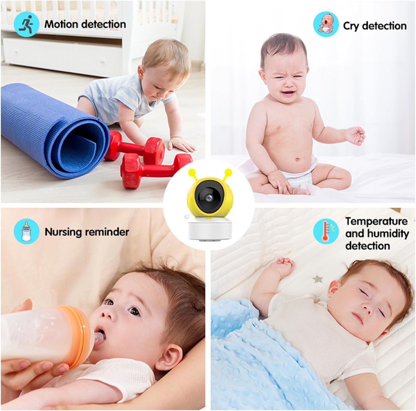 Baby Monitor Wifi Smartphone with App and Screen, 5" Video Baby Monitor with Camera and Audio, Long Range Night Vision, 2-Way Audio, Portable Cry Motion Detection for Home, Temper Humidity Sensor