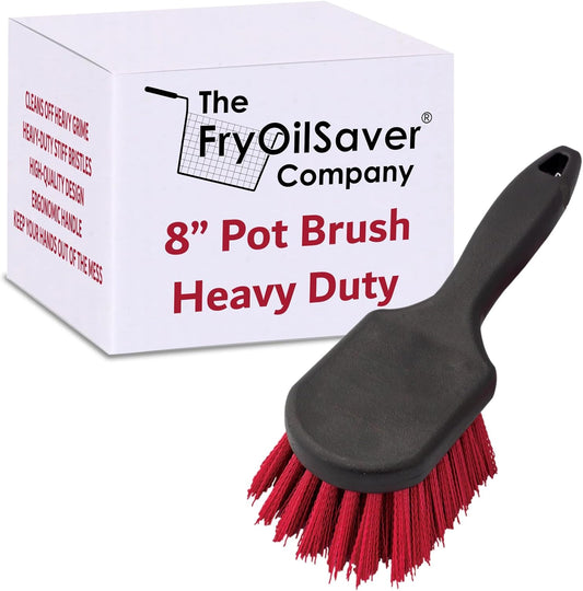 8 Inch Pot & Dish Kitchen Scrub Brush for Heavy-Duty Cleaning – Stiff Bristle Scrubber for Sink, Cast Iron, and Grill Grates - Kitchen Dish Scrubber Brush - 90048 by FryOilSaver Co.