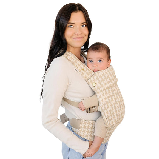 Ava & Oliver Essential Baby Carrier – Ergonomic, Hip-Healthy Soft Structured Carrier for Infants & Toddlers (7–35lbs) - Front and Back Carry, Breathable Fabric, Stylish & Lightweight (Houndstooth)