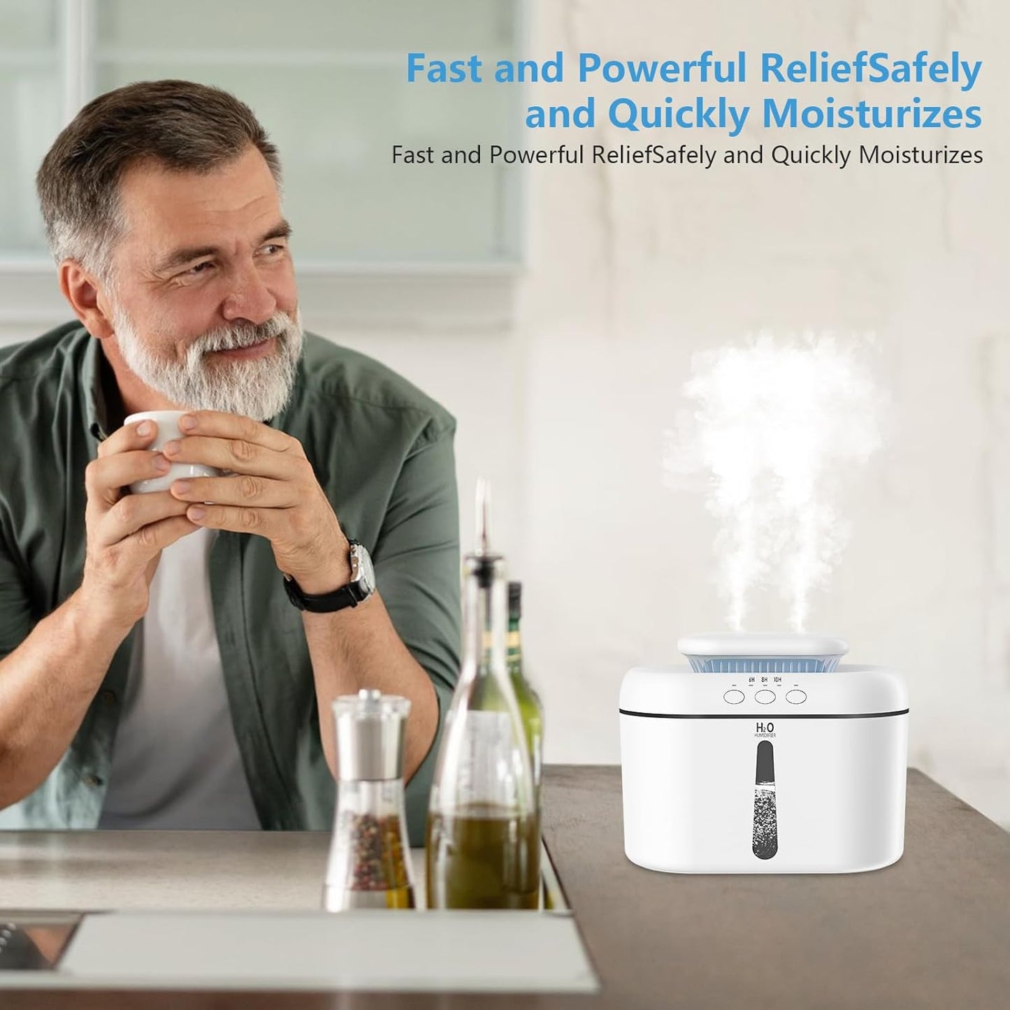 SZO Humidifiers for Bedroom, 2.5L Capacity, Auto Shut-Off, Easy to Fill & Clean, 16 dB Quiet Ultrasonic Humidifier for Large Room, Plants, Baby Nursery, Indoor, Night Light