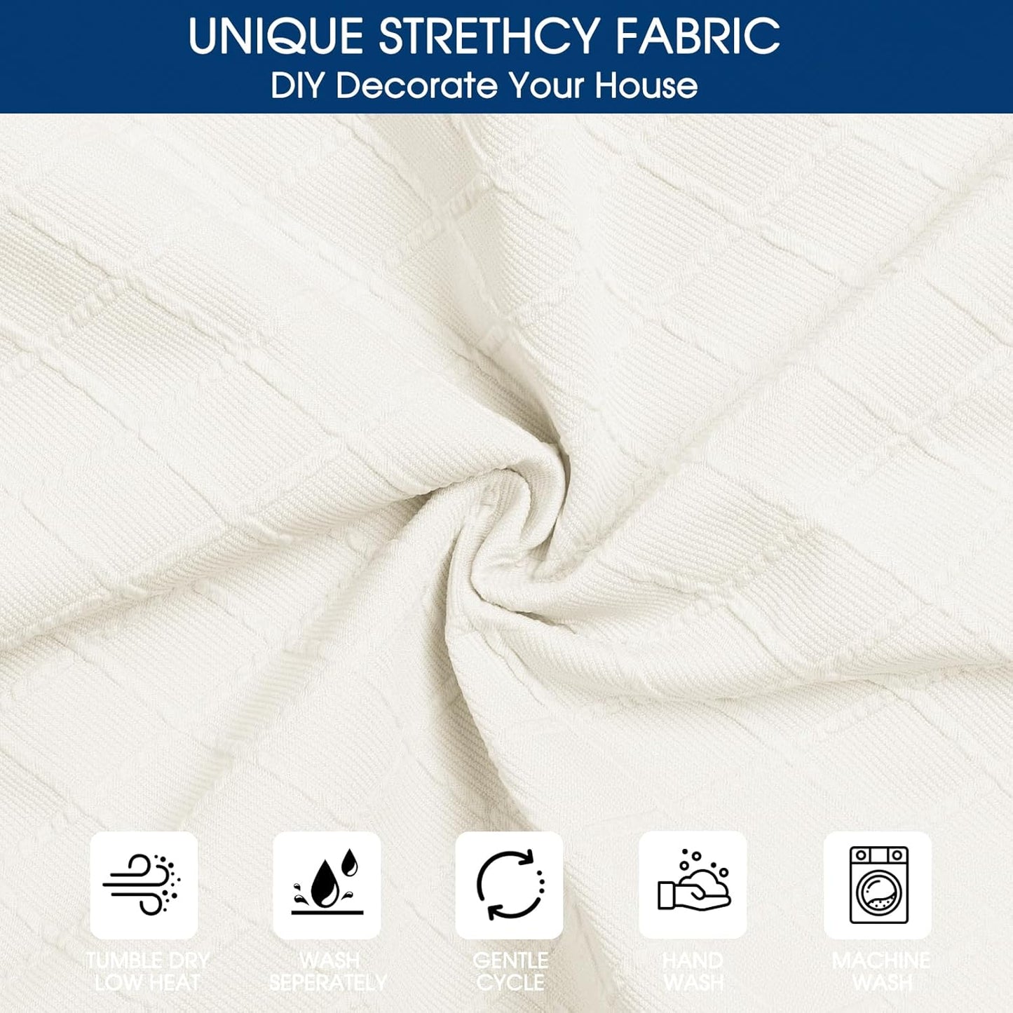 Yikko Chair Seat Covers, High-Density Check Jacquard Ekedalen Seat Covers for Dining Kitchen Restaurant Banquet, Stretch Removable Washable Chair Seat Cushion Protector (4, White)