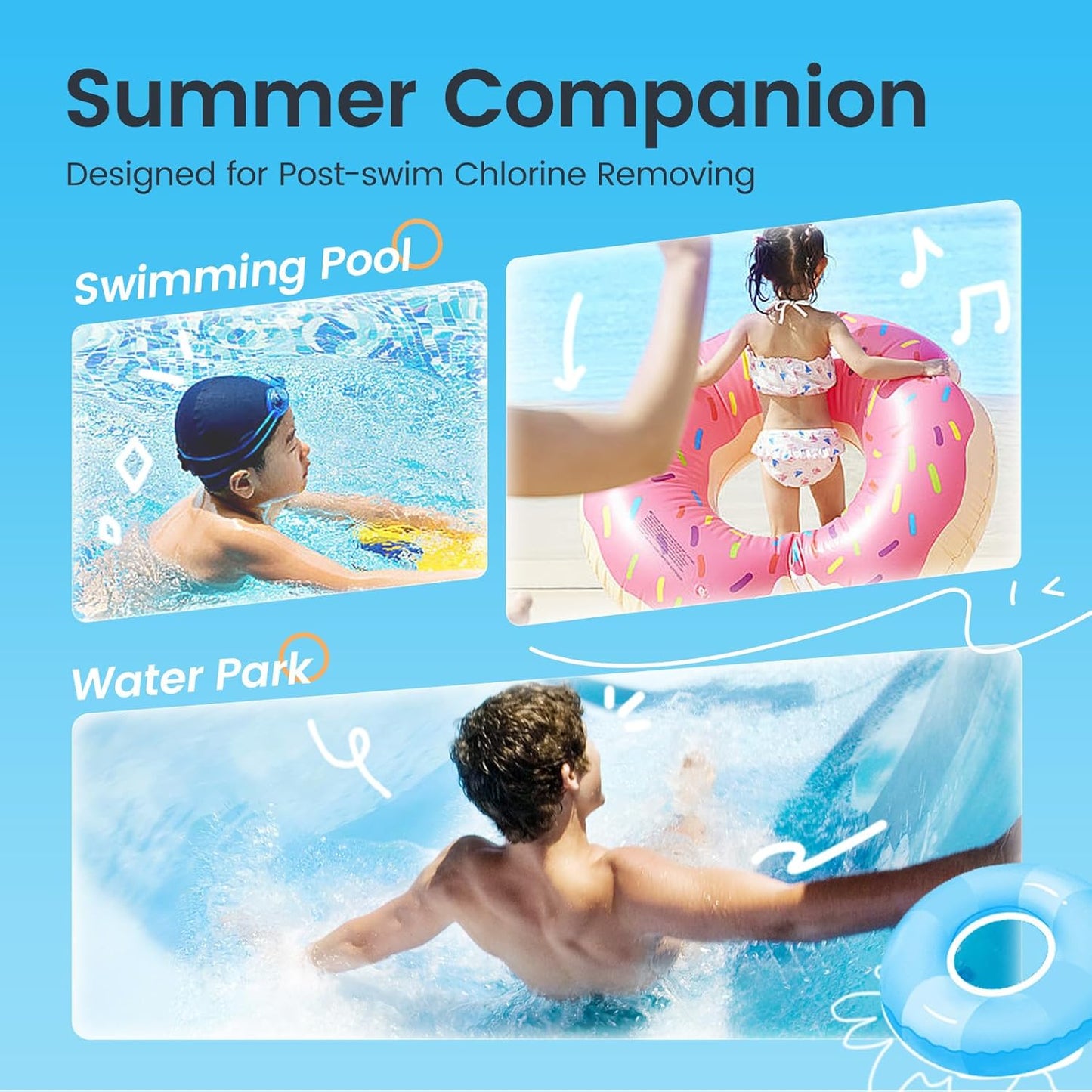 RUNBEN Kids Swim 2-in-1 Shampoo & Body Wash, After Swim Care for Baby, Chlorine Removal Wash for Swimmers, Hydrating & Gentle for Sensitive Skin, Specially Developed for Children Swimming, 3.35 oz