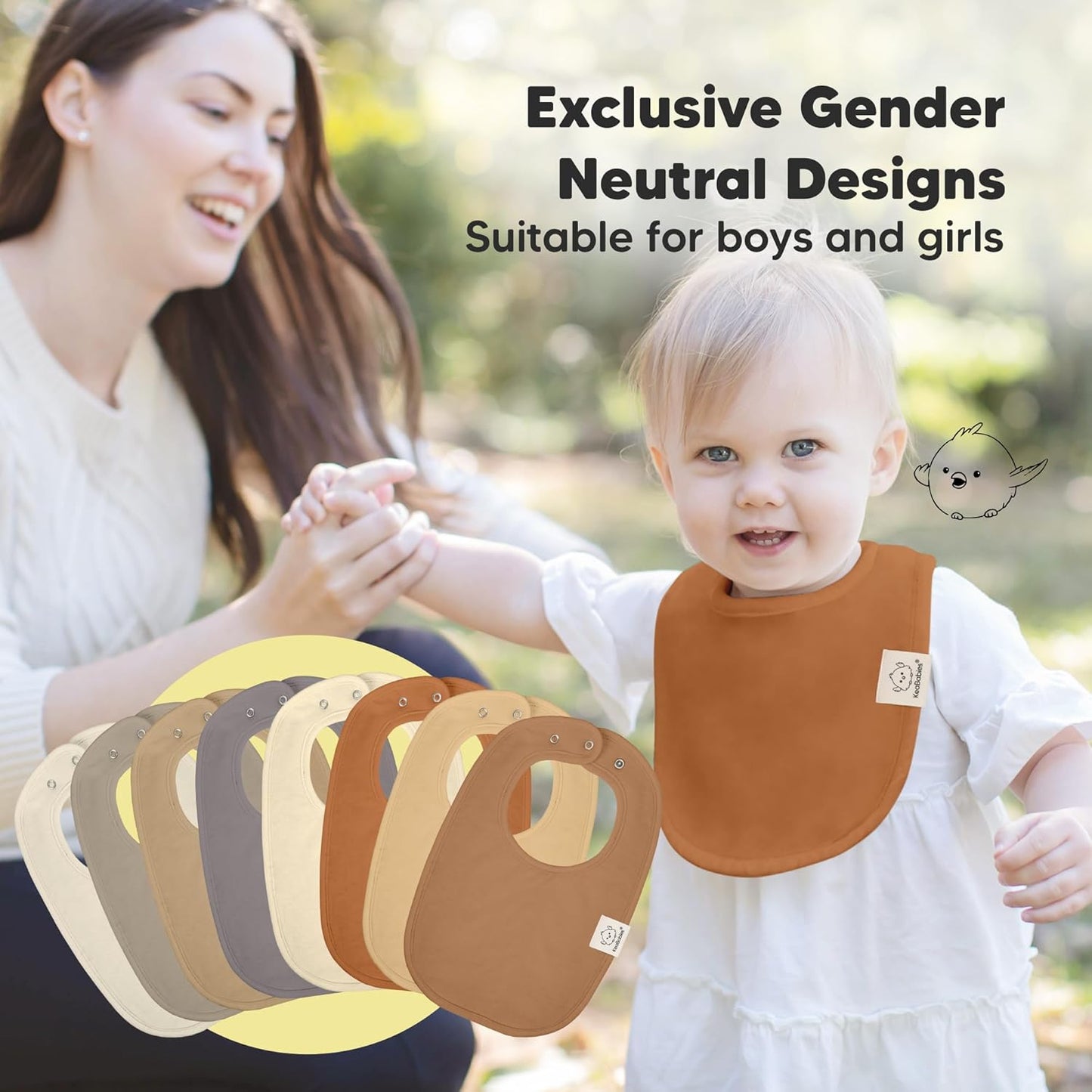 8-Pack Organic Baby Bibs for Boys, Girls - Soft Cotton Drooling and Teething Bibs for Baby Girl & Boy, Extra Absorbent, Easy To Clean & Put On for Toddler, Newborn, Infant 0-24 Months (Terracotta)