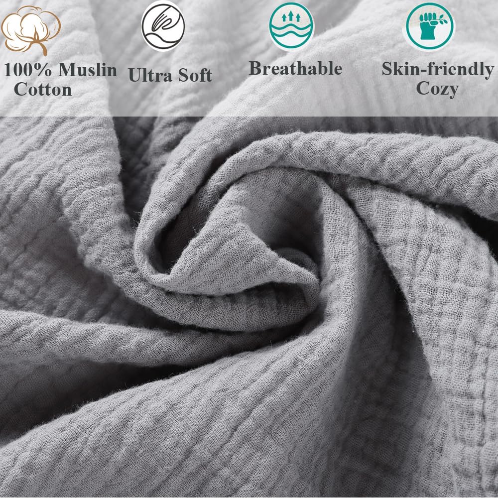Muslin Bassinet Sheet Compatible with UPPAbaby Bassinet, 2 Pack Cotton Stylish Boho Fitted Bassinet Sheets for Baby Grey & Pink