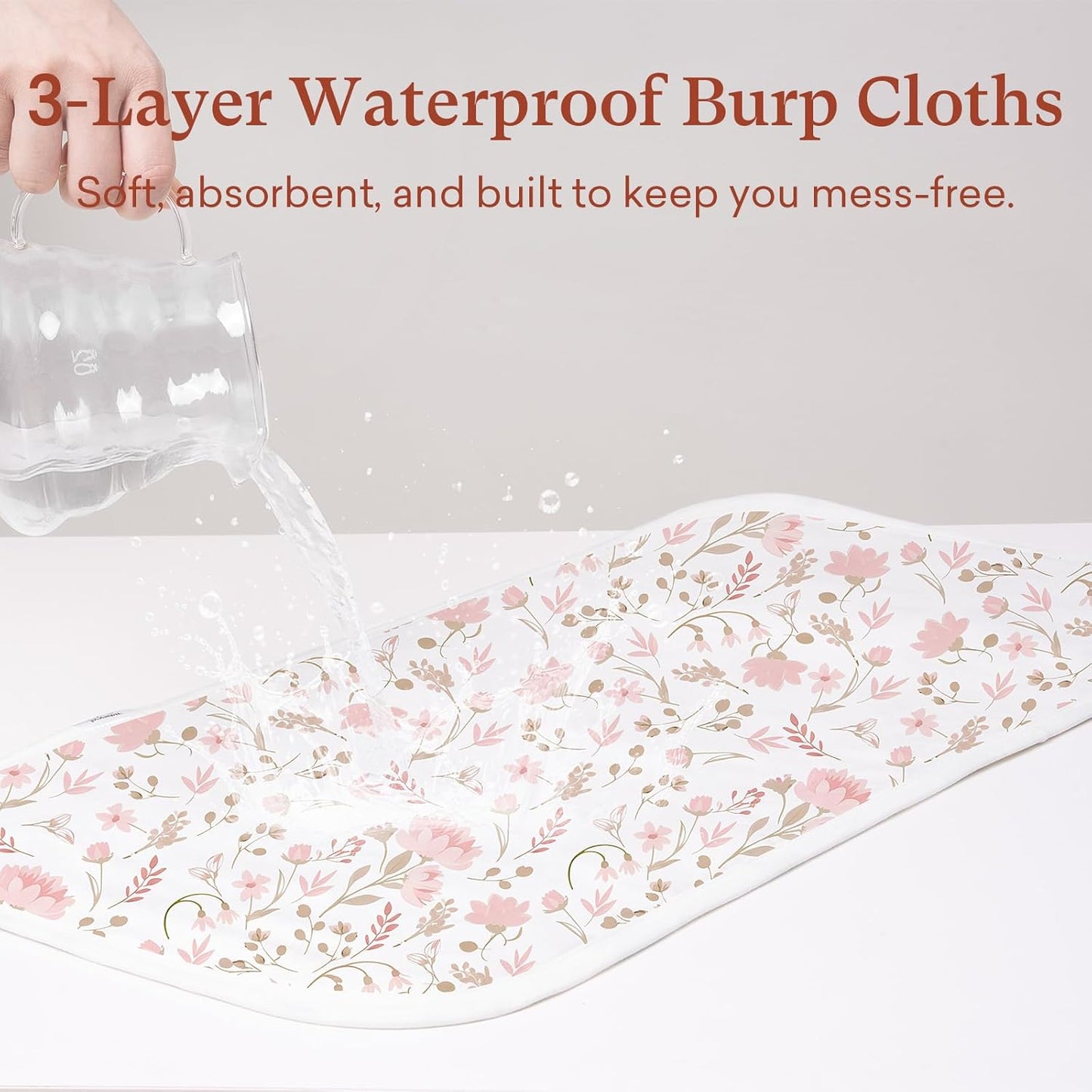 Premium 8-Pack Waterproof Baby Burp Cloths, Extra Large 13"X26" Soft Absorbent Burping Clothes for Newborns and Infants, Baby Shower Boys Girls