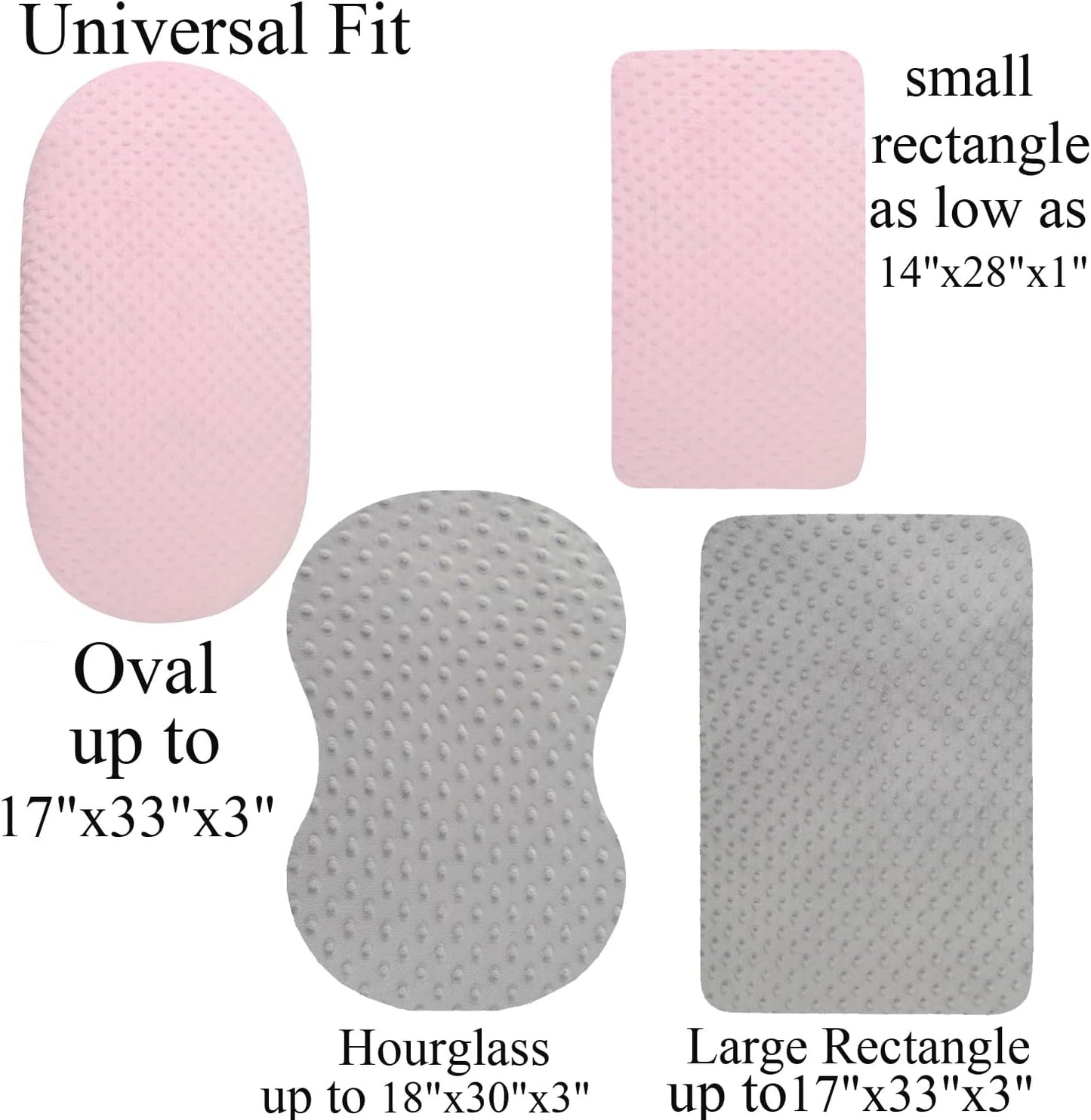 Dot Bassinet Sheet Set 2 Pack Stretch Fitted Cradle Sheets,Ultra Soft Thick Universal Fit Oval Rectangle Hourglass Pad/Mattress, for Baby Girls and Boys Grey Pink