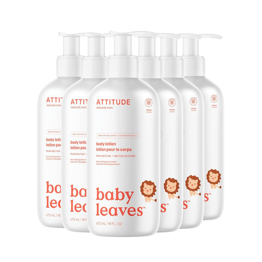 ATTITUDE Baby Lotion, EWG Verified Moisturizer, Dermatologically Tested Moisturizing Cream, Vegan and Cruelty-Free, Pear Nectar, 16 Fl Oz (Pack of 6)