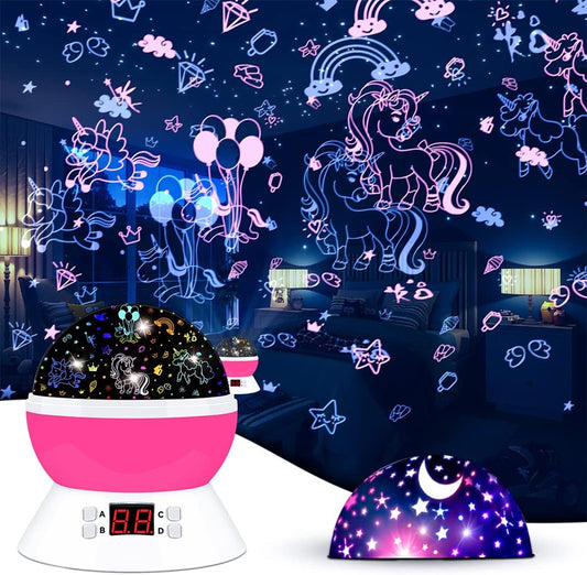 Unicorn Projector Night Light Lamps for Girls boys bedroom Toys for Age 6-8, Unicorns Night Lights with Timer birthday Children's Day Gifts for Kids Light Projector for Room Decor
