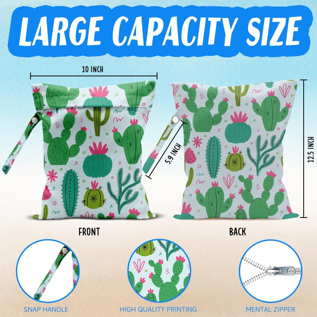 Wet Bag for Baby Swimsuit Dirty Clothes Diaper Yoga Gym, Wet Dry Bag, Beach Vacation Essential for Travel Poor Bathing Diapers