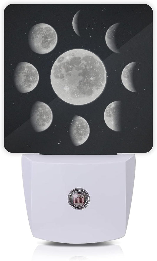 Moon Phases Night Light Plug-in LED Nightlights Auto Sensor Night Lamp Dusk-to-Dawn Lamp Home Decor for Nursery Children Girls Boys