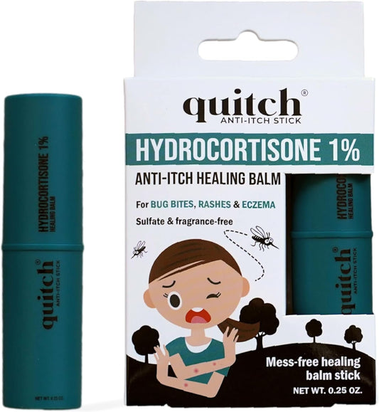 quitch Hydrocortisone Healing Balm, Eczema Cream for Kids Stick, Psoriasis Relief Treatment, Anti Itch Maximum Strength, Healing Ointment, Rash, Dry Skin Treatment for Skin, Avocado Oil Squalane