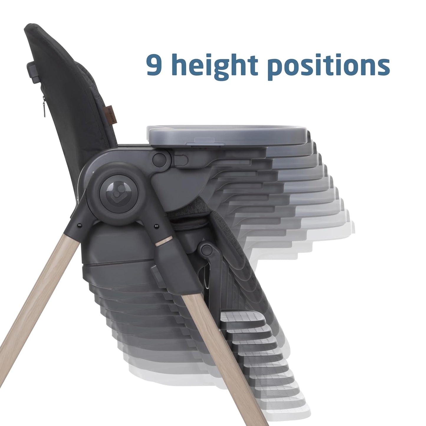 Maxi-Cosi Minla 6-in-1 High Chair for Babies & Toddlers, Portable Foldable Highchair, EcoCare Fabric, 9 Heights, 5 Reclines, 4 Tray Positions, Classic Graphite