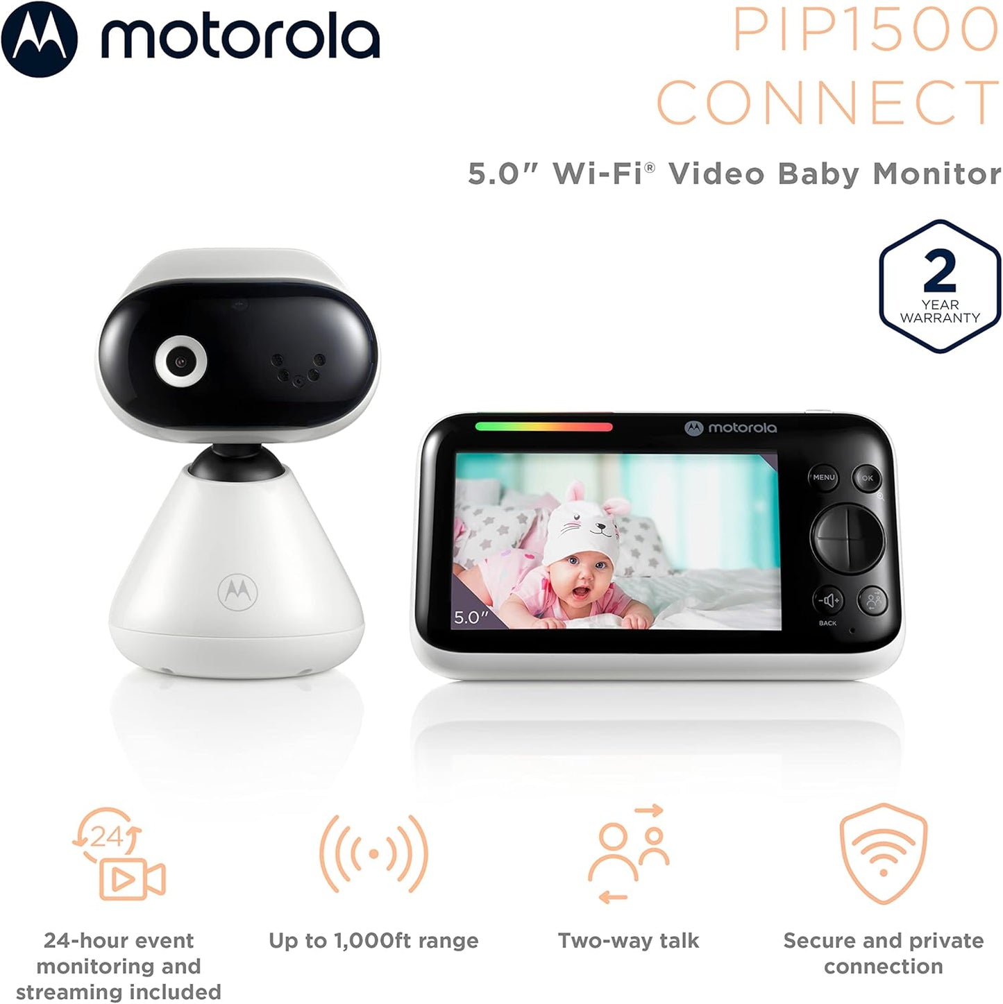 Motorola PIP1500 Connect 5.0" Wi-Fi Video Baby Monitor