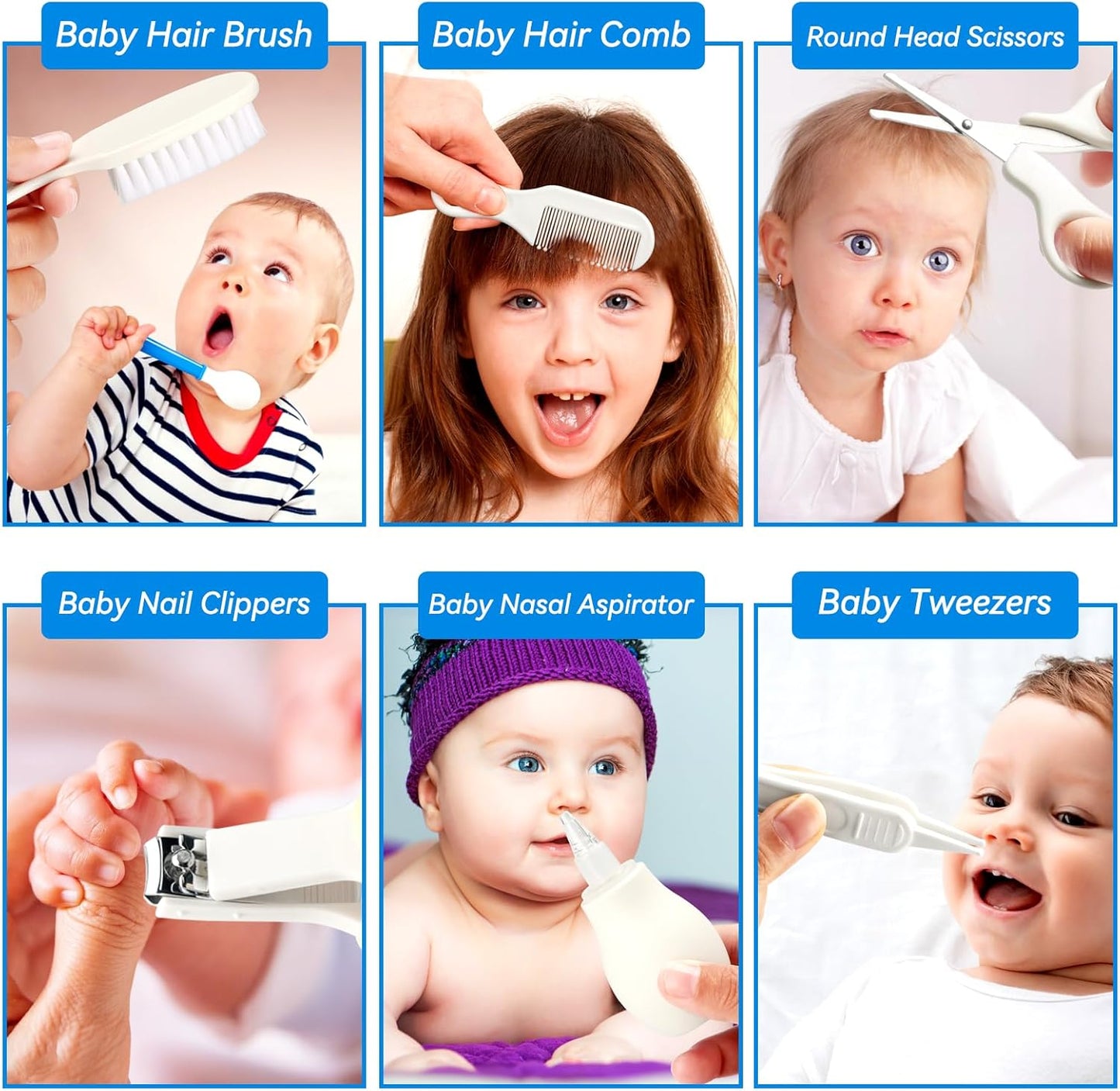 Baby Healthcare and Grooming Kit, Portable Baby Safety Care Set, Baby Essentials kit for Newborn (Grey White 20 in 1)