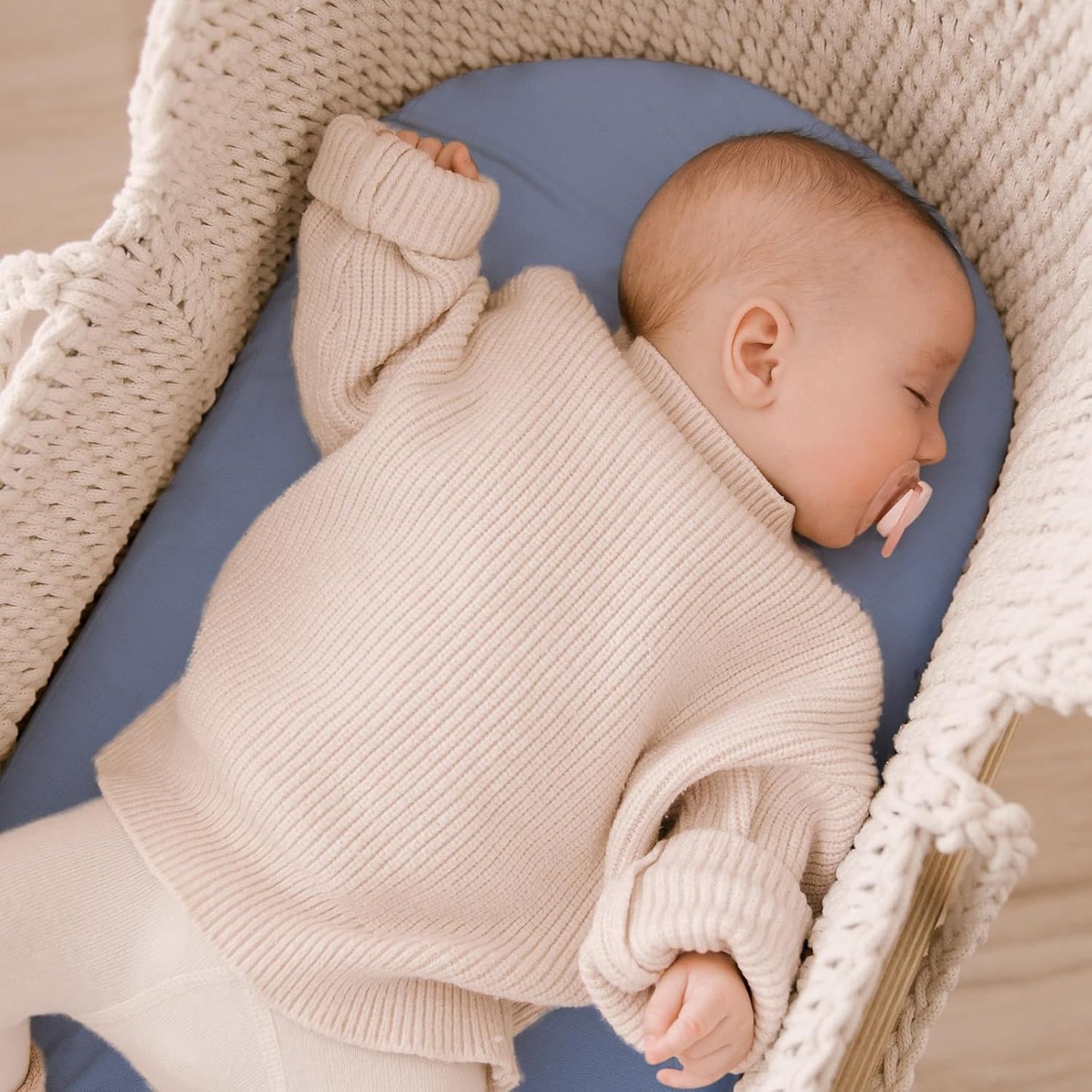 Yoofoss Bassinet Sheets for Baby,3-Pack Fitted Bassinet Sheets Set Compatible with Halo Bassinest Swivel Sleeper,Baby Delight,Angelbliss,Soft Breathable Bassinet Mattress Sheets(Blue+Cloud)