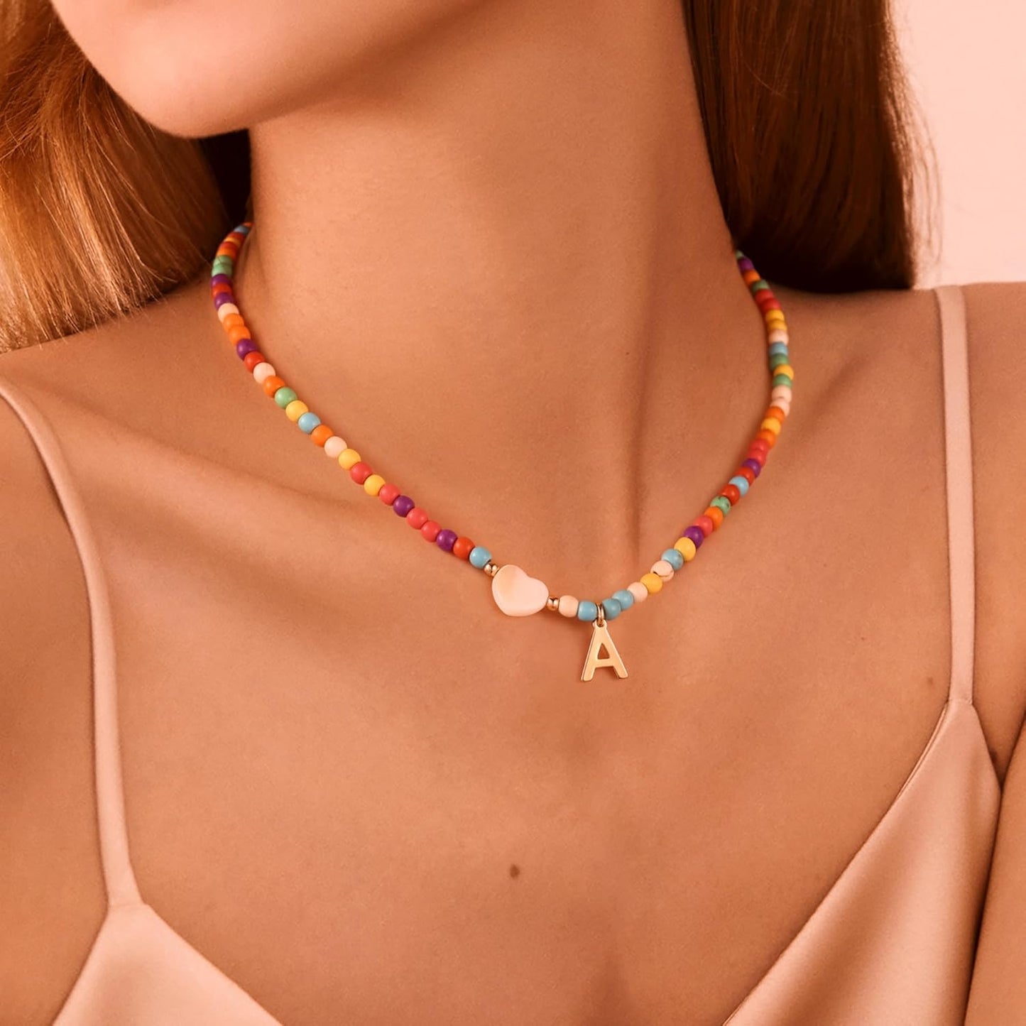 Ursteel Stocking Stuffers for Teen Girls - Trendy Beaded Choker Necklace for Women Teenage Girls, Personalized Letter Initial Necklaces Christmas Gifts for Grandkids