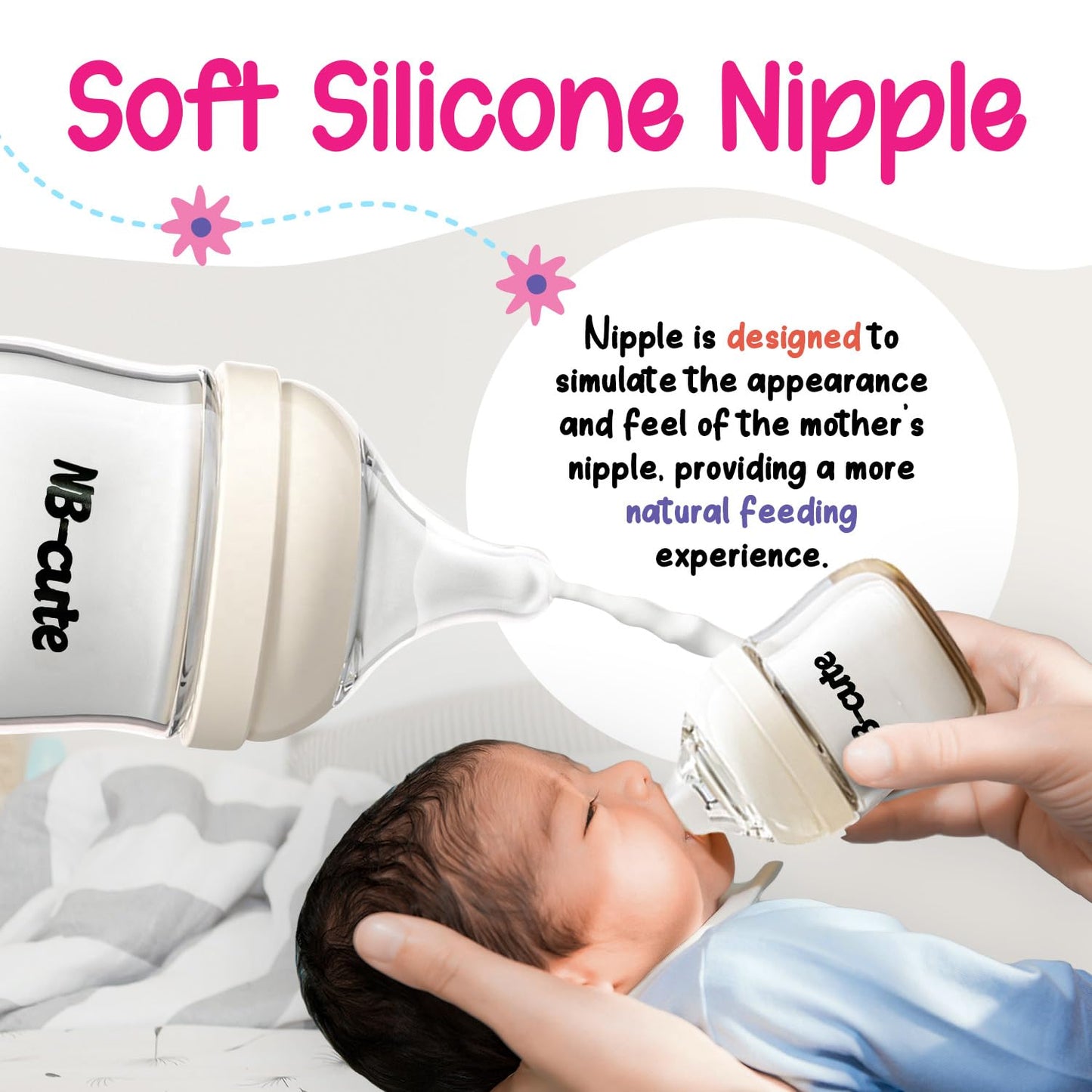 Glass Baby Bottles Anti Colic Set 2 Pack 3oz and 6oz BPA Free Heat Resistant Borosilicate Glass with 3 Silicone Nipples Wide Neck Gift Box Baby Shower Easy to Sterilize for Newborn Infant 0-9 Months