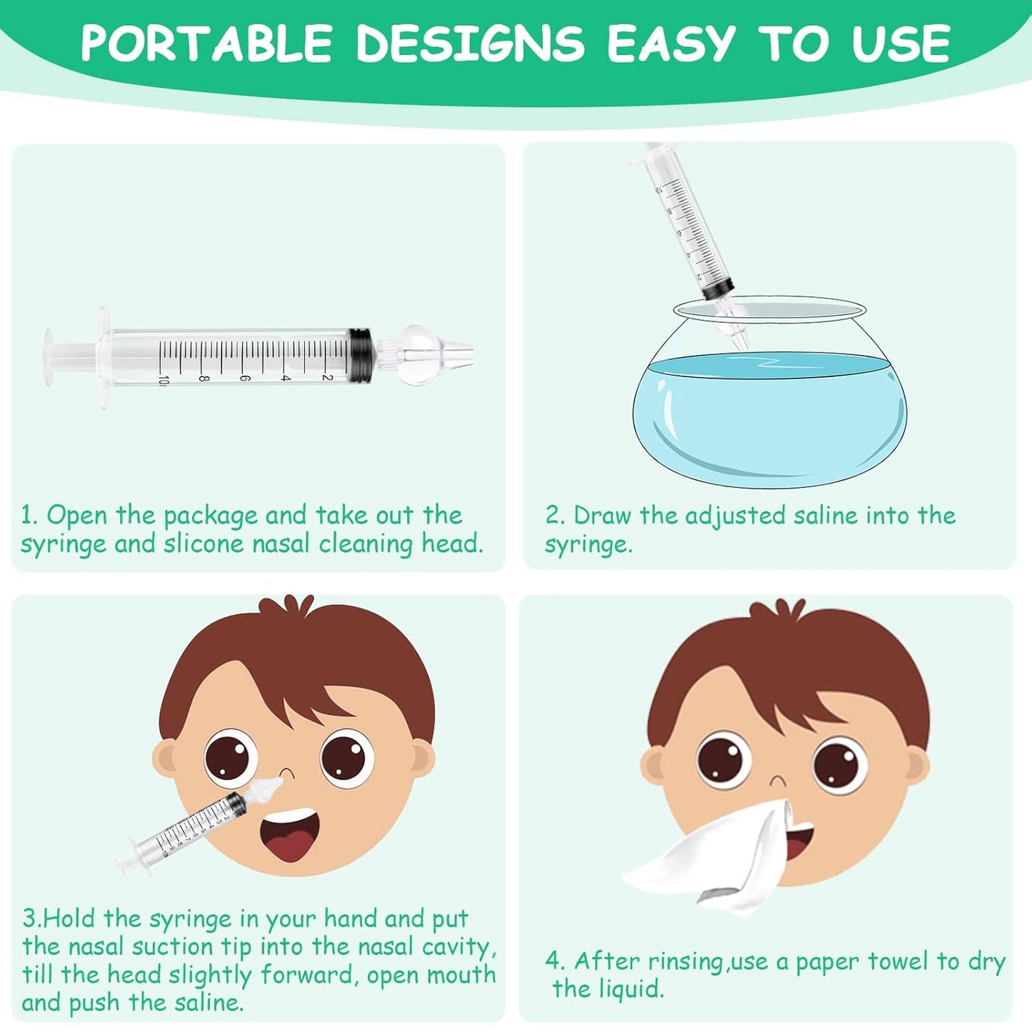 Baby Nasal Irrigator, 2PCS Nasal Syringe for Baby, Syringe Nasal Irrigator with Tweezers & Cleaning Brush, Baby Nasal Aspirator with Silicone Nasal Suction Tips Portable Baby Nasal Syringe