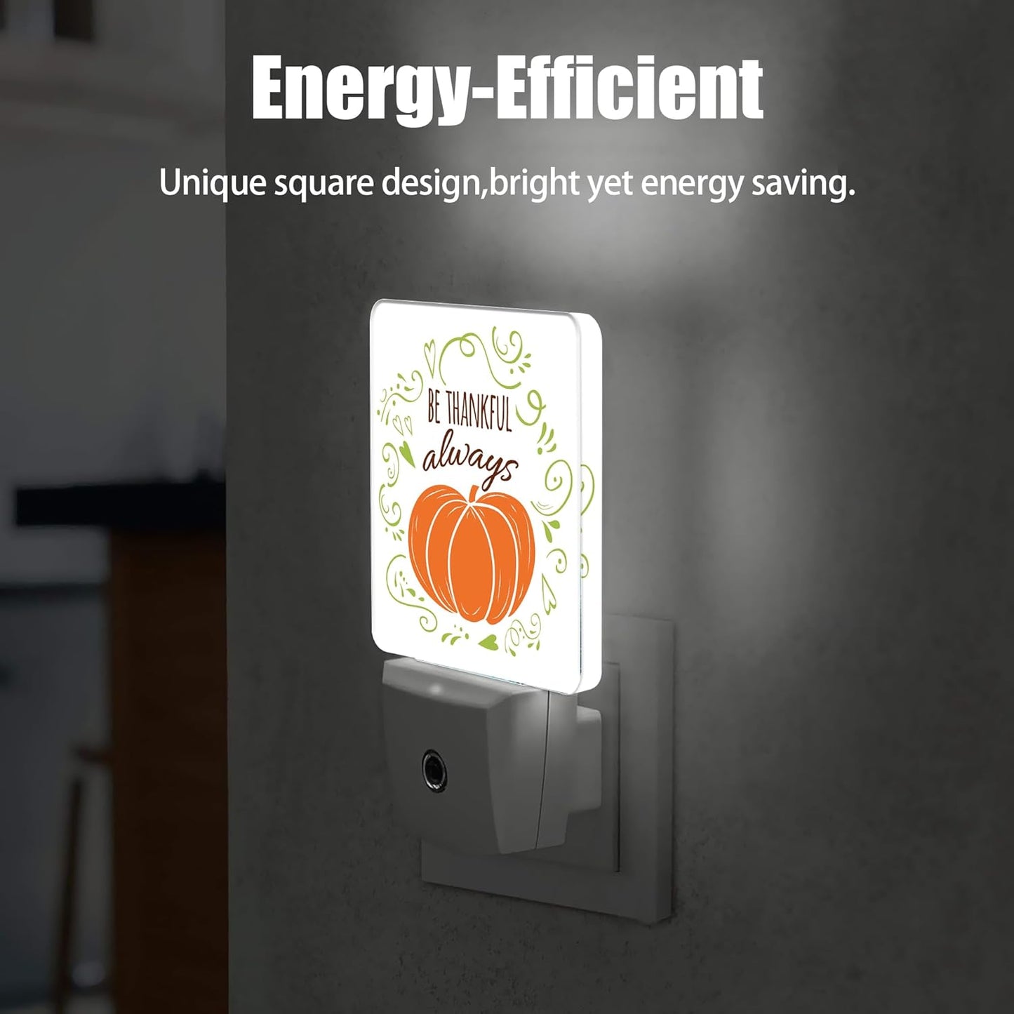 Thanksgiving Pumpkin Dusk to Dawn Night Light, Auto Sensor Lamp Home Indoor Stairway Kitchen Corridor, Night Lights Plug into Wall Decor, Boys Girls Women Men Room Gifts