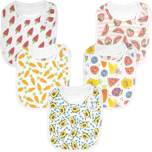 Organic Cotton Baby Bibs for Boys & Girls – Soft, Absorbent Teething & Drool Bibs - Adjustable Snaps for Toddlers