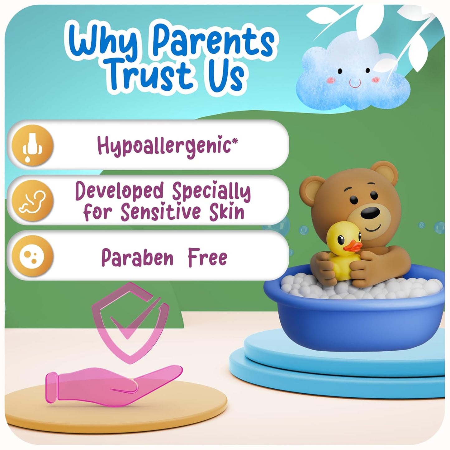 Ricitos de Oro 2 in 1 Baby Shampoo and Body Wash | Ideal for Newborns & Toddlers, Sensitive Skin, Mild Scent, Chamomile & Honey, Tear-Free, Hypoallergenic, No Harsh Ingredients, 13.5 Fl Oz, 2-Pack