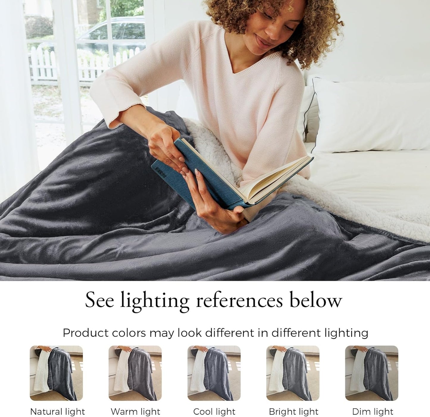 NANPIPER Sherpa Blanket for Couch, Warm and Lightweight Throw, Soft Fuzzy Plush Fleece for Winter, Castlerock Grey 50x60 Inches