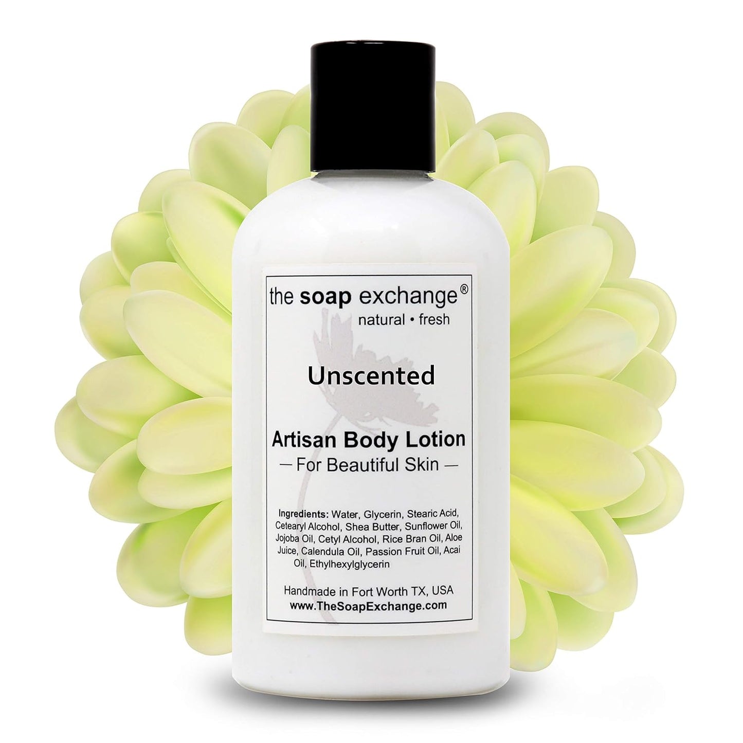 The Soap Exchange Body Lotion - Unscented Fragrance Free - Hand Crafted 8 fl oz / 240 ml Natural Artisan Skin Care for Hand, Face, & Body, Moisturize, Hydrate, & Protect. Made in the USA.