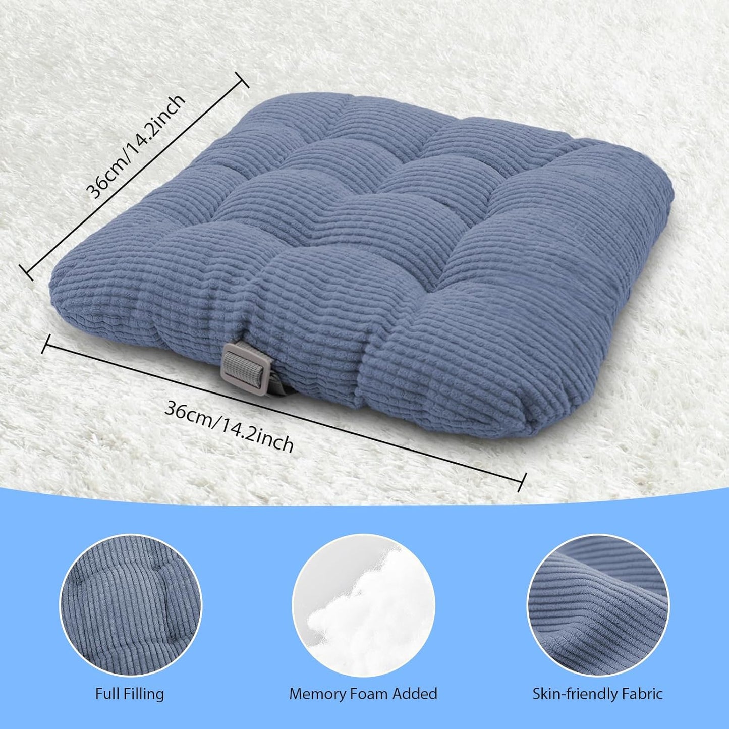 Booster Seat for Kitchen Chair - 2Pcs Toddler Booster Seat for Dining Table Adjustable Safety Belts & Non-Slip Bottom, PU Waterproof Easy Cleaning Booster Chair Cushion