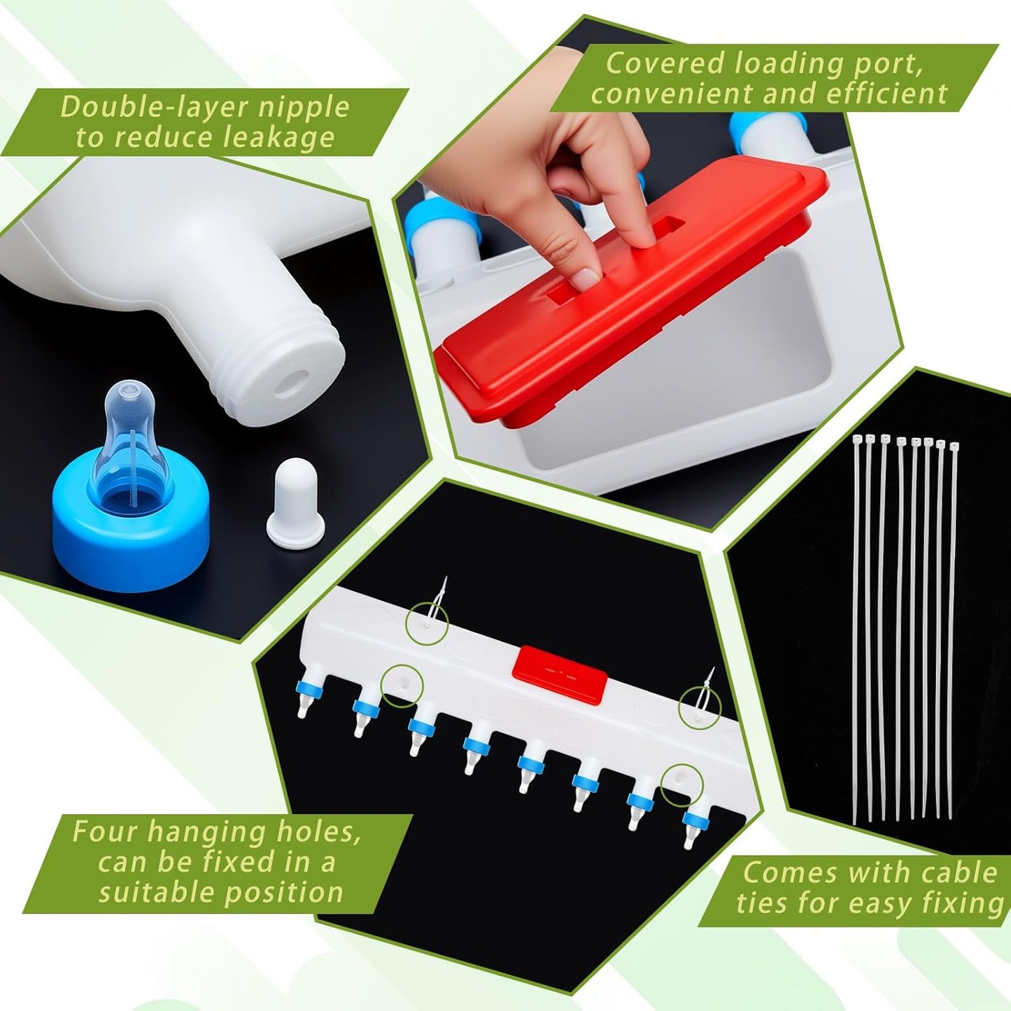 9 Pacifier Small Animal Milk Feeder 12L/405.8 oz Puppy Lamp Goat Milk Feeder Farm Water Bottle Dispenser Animal Drinking Equipment for Professional Breeding