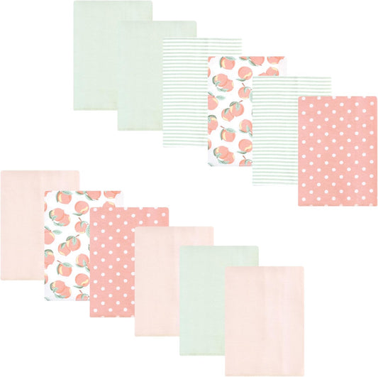 Luvable Friends Hudson Baby Flannel Burp Cloths 12pk, Peach