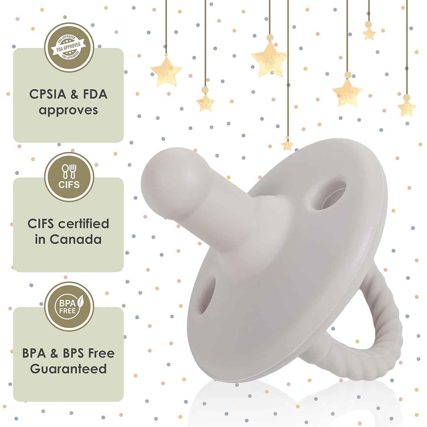 Sweet Child Pacifiers 0-18 Months, Set of 6 Ultra-Light Silicone Binkies with Collapsible Handle & 3 Air Holes for Added Safety, Best Newborn Pacifiers for Baby Boys Or Girls