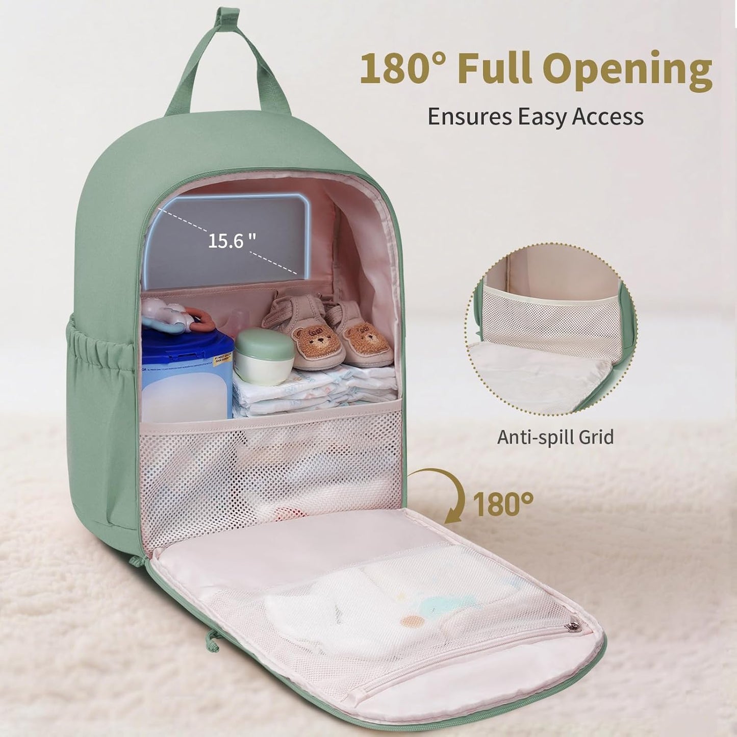 CEI-CEI Diaper Bag Backpack Large Baby Diaper Bag Water-resistant Travel Diaper Backpack for Boys Girls Newborn with Insulated Pockets, Changing Pad, Stroller Straps