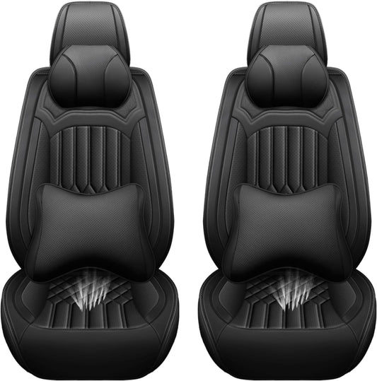 Car Seat Covers for Chevy Impala Limited 2014-2016 napa Leather Seat Covers, Waterproof Non-Slip Car Seat Protectors, Comfortable Seat Cover Adaptive Airbags（Black, 2 PCS Front with Pillow）