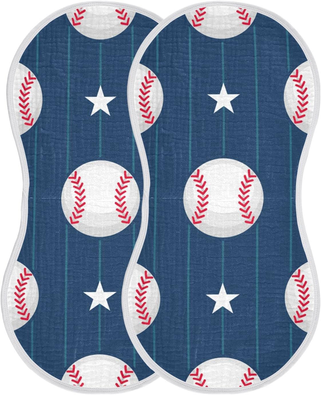 Muslin Baby Burp Cloths Set of 1, Soft Absorbent Baseball Stripe Muslin Washcloths, Bibs, Face Towel for Newborn Boys Girls, 22 x 11 Inch