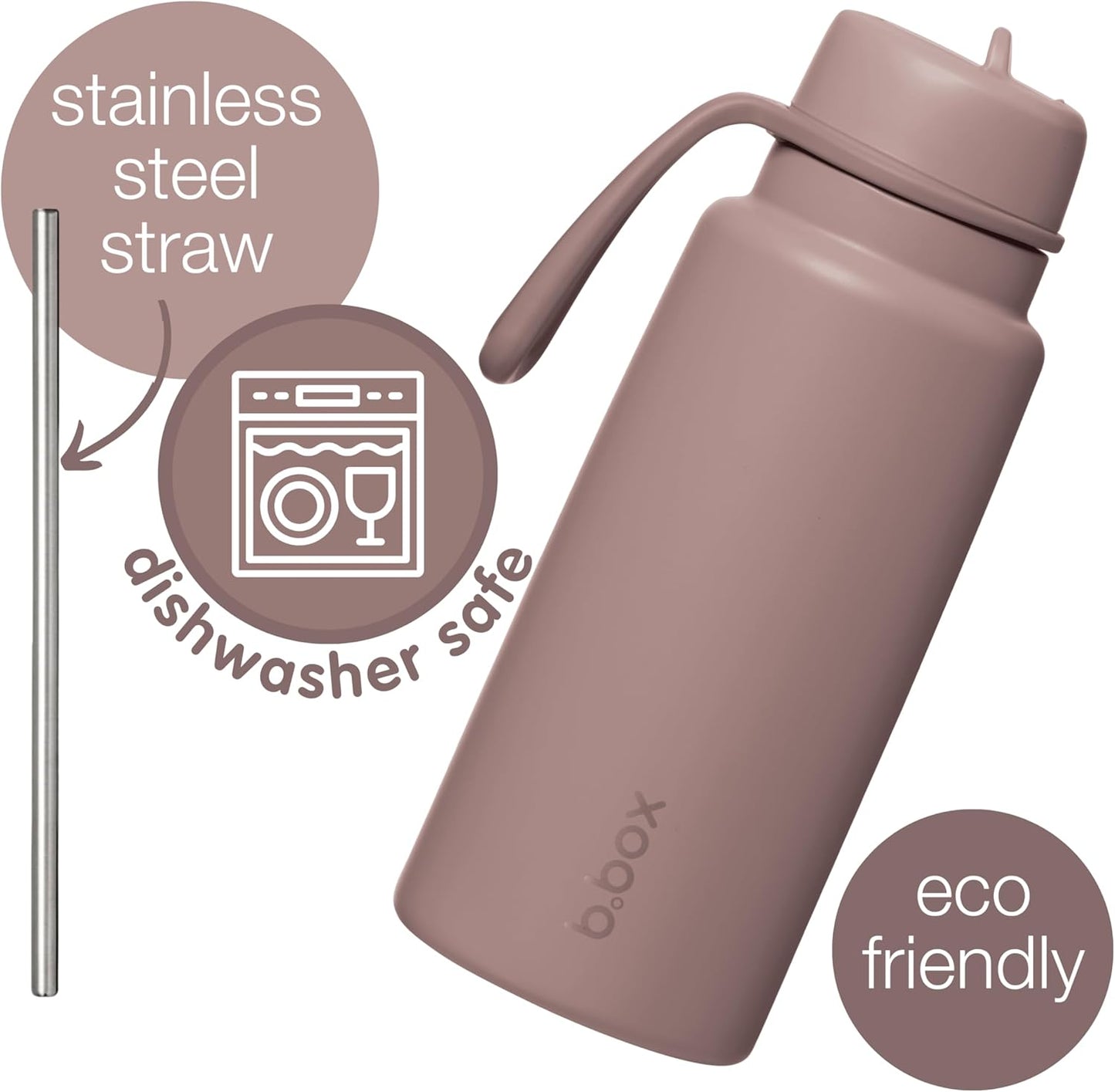 b.box Triple Insulated 34oz Water Bottle w/Stainless Steel Straw. 46 Hours Cold. Leak Proof Tumbler with Lid and Straw for Travel, Gym & School. BPA Free Sports Water Bottles.