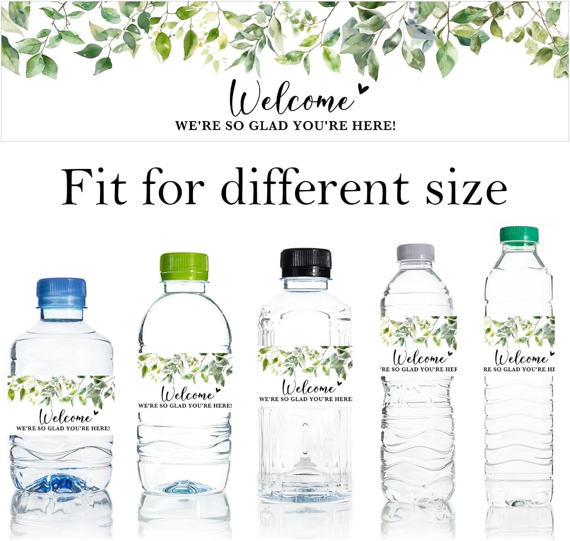 100PCS Wedding Water Bottle Labels Waterproof Greenery Floral Wraps Sticker for Water Bottle Baby Shower Bottle Label for Bridal Shower Party Welcome A02 abel699