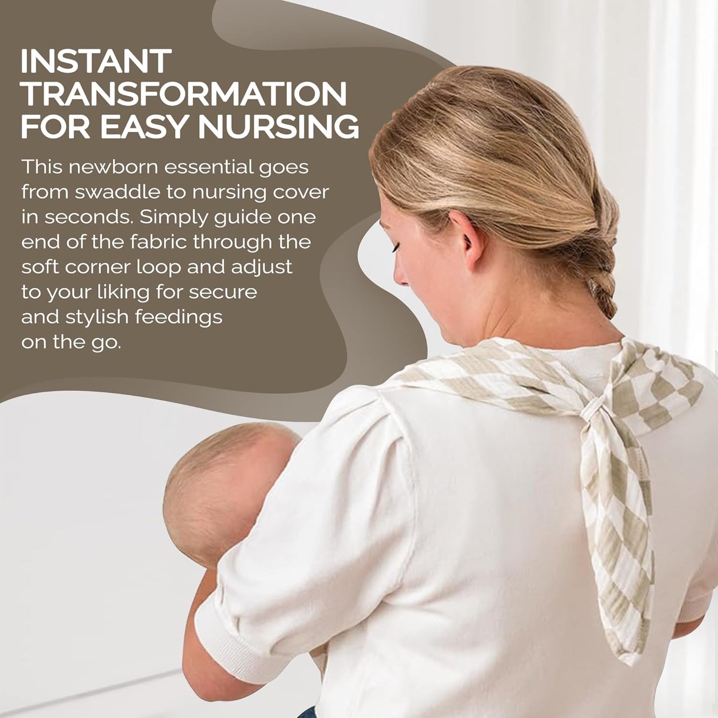 Itzy Ritzy Breastfeeding Boss Multi-Use Cover – A Nursing Cover, Swaddle, Car Seat Wrap, Tummy Time Mat & Burp Cloth All in One – Made of Soft Muslin Fabric & Measures 47” x 47” (Checkerboard)