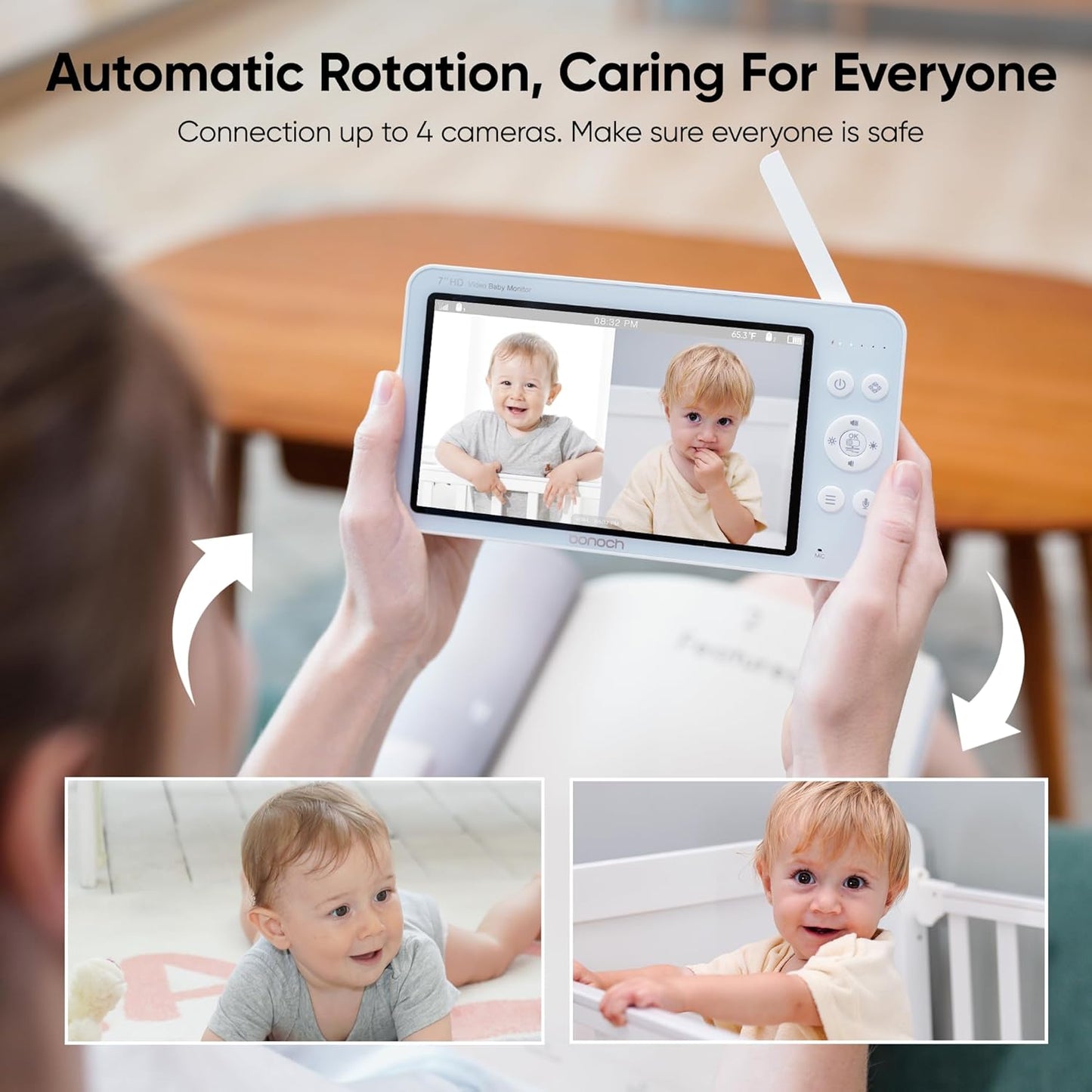 bonoch Add-on Baby Camera Unit for BBM03/ BBM05/07/09, 720p HD Video Baby Monitor Camera No WiFi, Security Split-Screen, Auto Night Vision, 4X Zoom, 2-Way Audio, Temperature Sensor, 8 Lullabies