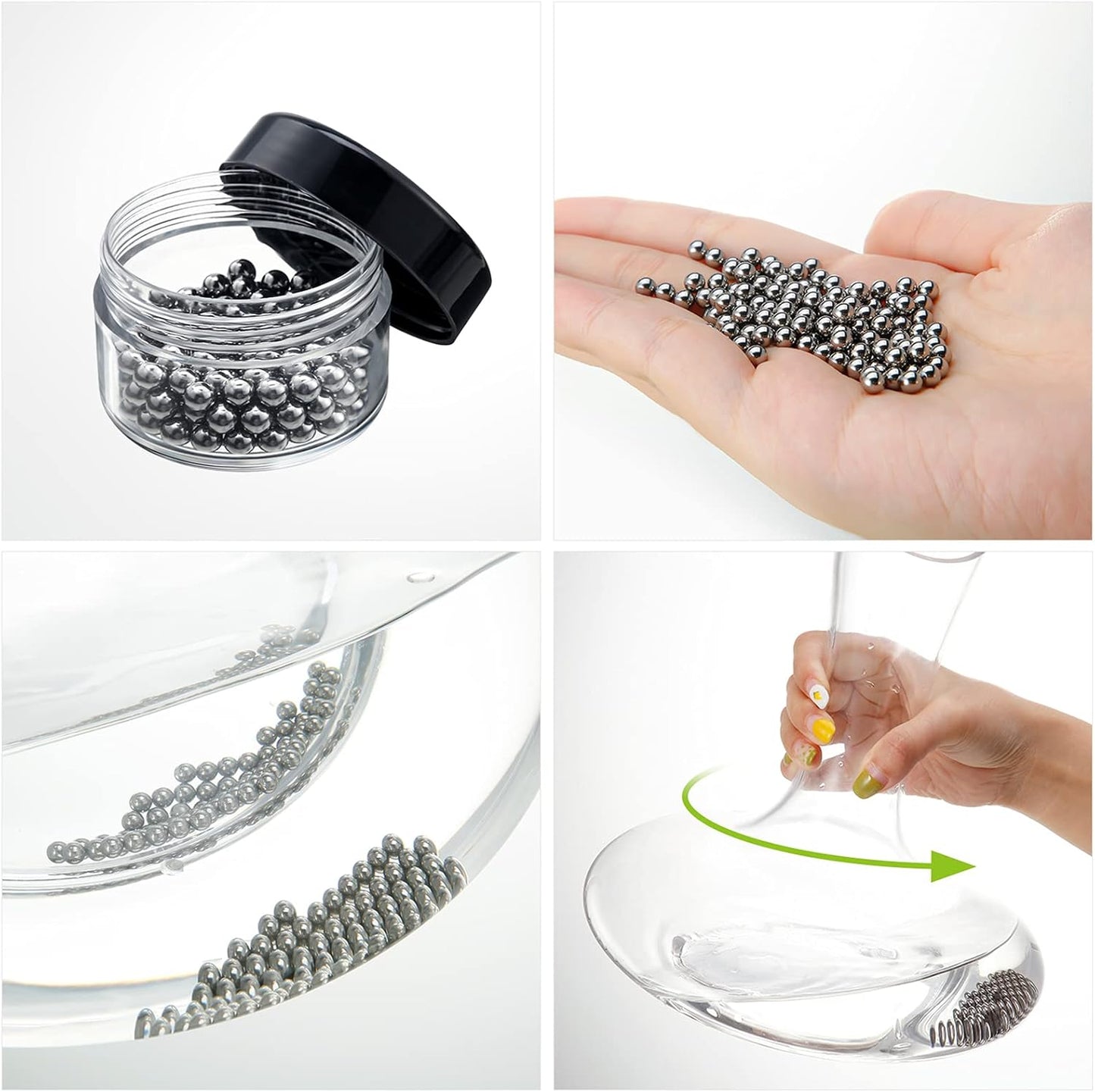 3 Pieces Wine Cleaning Brush Flexible Bottle Scourer with Stainless Steel Decanter Cleaning Balls Multi-Function Household Cleaning Tools for Goblets/Champagne Flutes/Cups/Glasses (White)