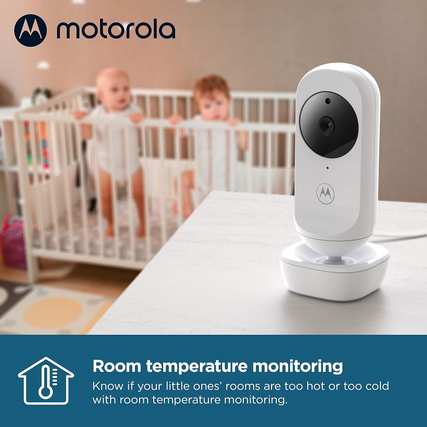 Motorola Nursery Baby Monitor Long Range with 2 Cameras and Audio, 4.3" Screen, 2-Way Audio VM34, No WiFi Needed, Manual Tilt/Pan, Digital Zoom, Lullabies, Temperature Sensor