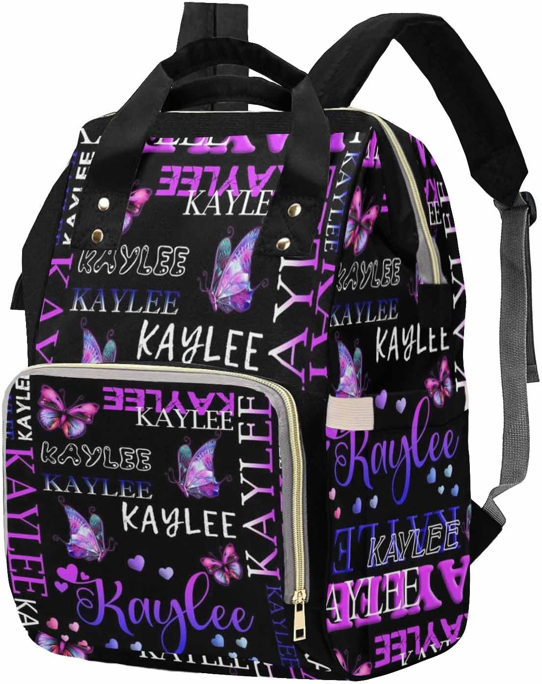 D-Story Customized Diaper Backpack Customize Baby Bag Cute Custom Diaper Bag Diaper Backpack With Name Text Shoulders Bag Waterproof Baby Backpack, Colorful Butterfly