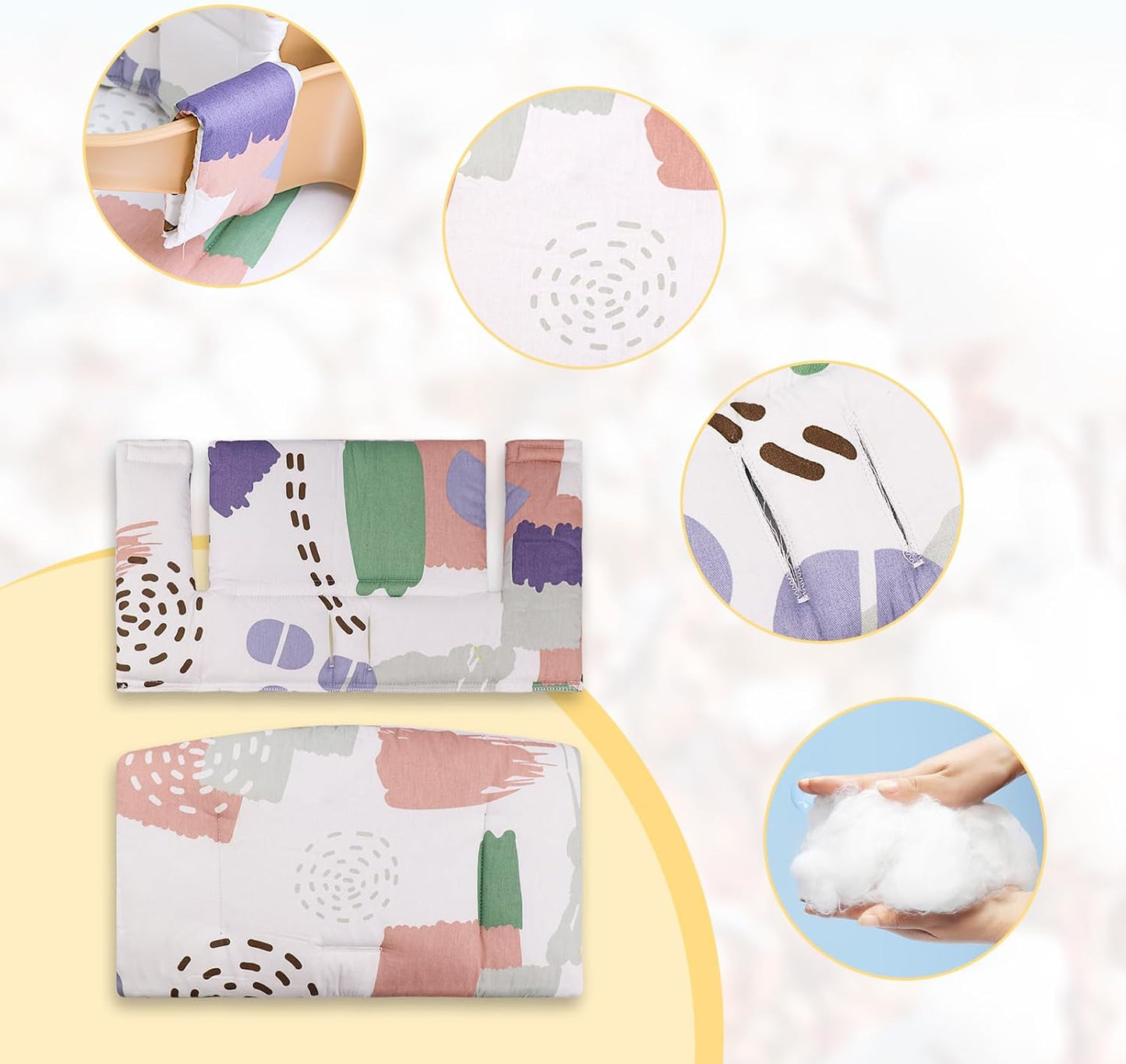 for Stokke High Chair Cushion, Soft and Comfortable for Tripp Trapp High Chair Cushion, for Tripp Trapp Cushion Set Makes It Safer and More Comfortable for Baby to Sit On (Colorful Pattern)