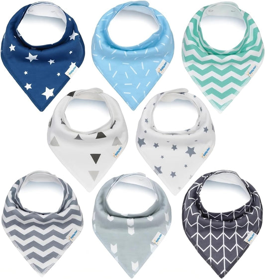 Organic Cotton Baby Bibs for Boys & Girls – Soft, Absorbent Teething & Drool Bibs - Adjustable Snaps for Toddlers