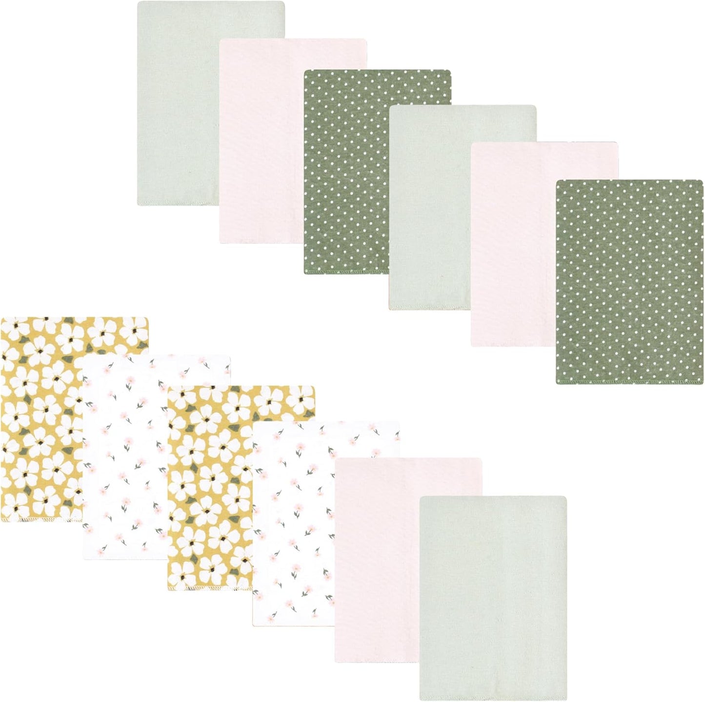 Luvable Friends Hudson Baby Flannel Burp Cloths 12pk, Green Garden