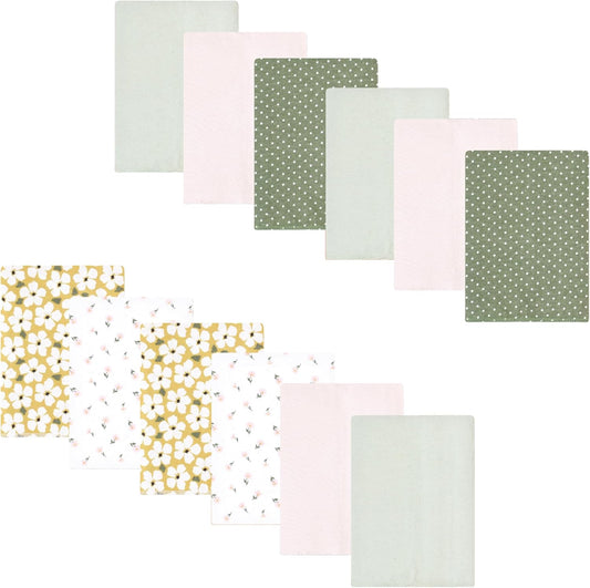 Luvable Friends Hudson Baby Flannel Burp Cloths 12pk, Green Garden
